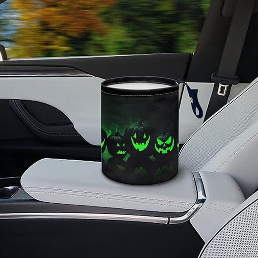 Green Pumpkins Car Trash Can, Cute Car Trash Bag, Vehicle Trash Can, Multipurpose Trash Bag Hanging, Portable, Waterproof Storage Bag for Cars