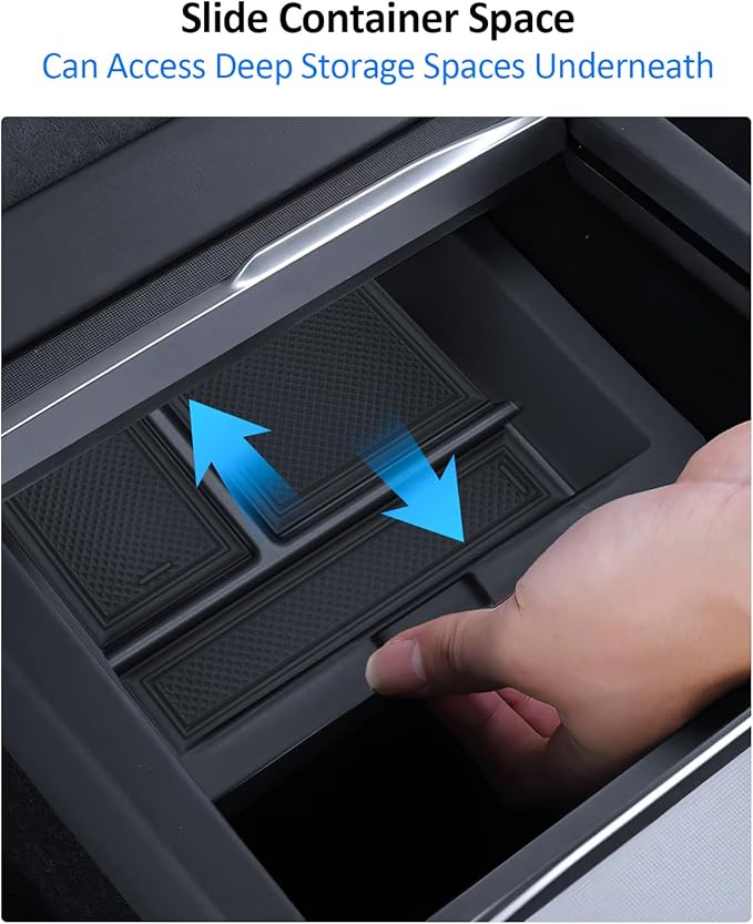 cybtkcar for Tesla Center Console Organizer Model Y Juniper Model 3 Highland Accessories 2025 2026 Upgrade Refreshed Car Organizer Storage Tray Hidden Storage Box Cup Holder Armrest Lower Tray 6PCS