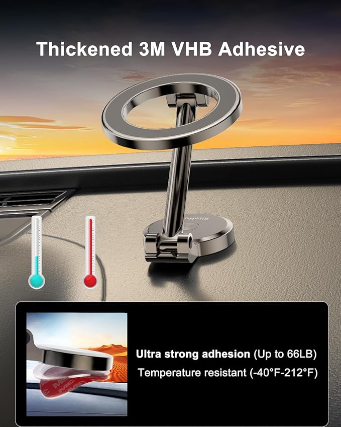Magnetic Phone Holder for Car: for MagSafe Mount 360° Rotation - Ultra-Strong Magnets Car Phone Holder- All-Metal Cell Phone Holder for iPhone 16/15/14/13/12 Series
