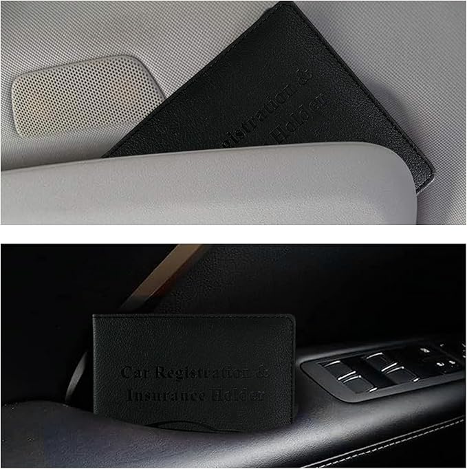 Car Registration and Insurance Holder, Waterproof Auto Glove Box Document Organizer with Magnetic Closure, Leather Car Document Wallet Case for ID Cards Driver License Paperwork (Black)