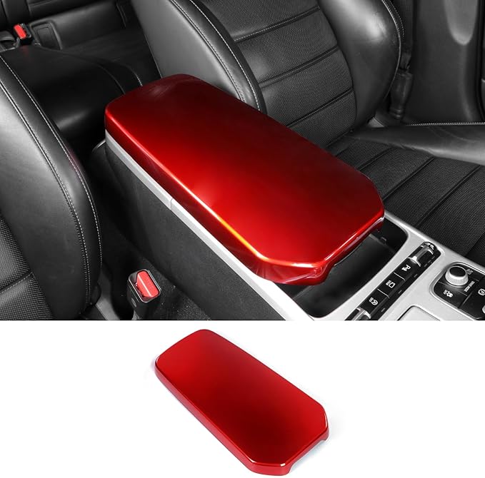 ABS Car Central Console Armrest Cover Armrest Cushion Cover Center Console Box Pad Compatible with Kia Stinger 2017-2024 Accessories (Glossy Red Style)