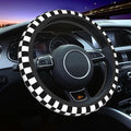 Black and White Race Checkered Steering Wheel Cover for Women Men Girls Car Accessories Decor Anti-Slip Neoprene Auto Steering Wheel Covers Protector Universal 15 Inch