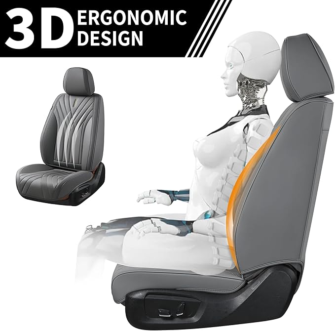 FLORICH Seat Covers,Car Seat Covers Full Set, Nappa Leather Front and Rear Seat Covers, Luxury Car Seat Cushion,Gary Leather Seat Covers 5 Seats, Universal Car Vehicle Accessories for Sedan SUV