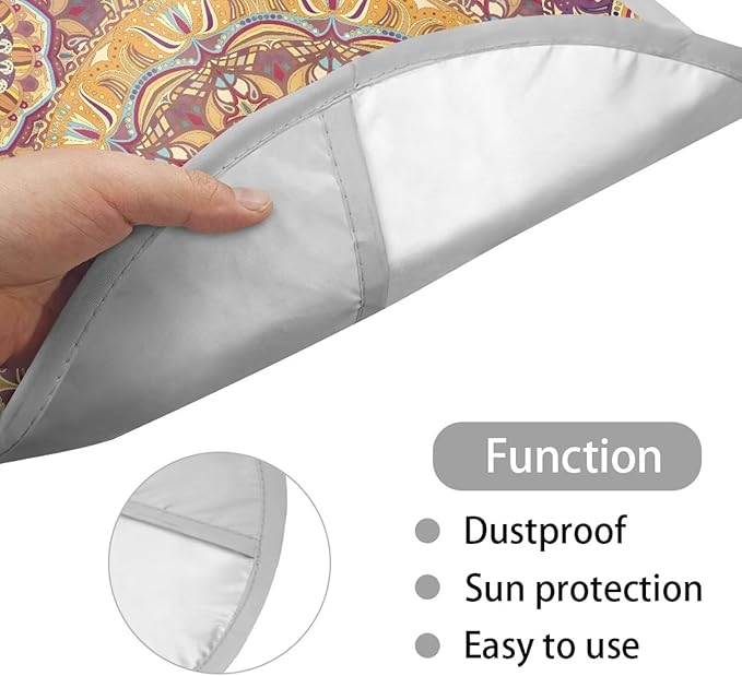 Boho Mandala Flower Pattern Steering Wheel Sun Shade for Women Heat Resistant Steering Wheel Sun Cover Steering Wheel Sunblock Cover Vehicle Accessories for SUV Car Truck Van
