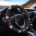 AFPANQZ Cartoon Axolotl Cherry Blossom Car Steering Wheel Cover Non-Slip Rubber Steering Wheel Covers Warm Breathable Steering Wheel Covers Sweat Absorption Car Steering Wheel Covers 15 Inches Pink