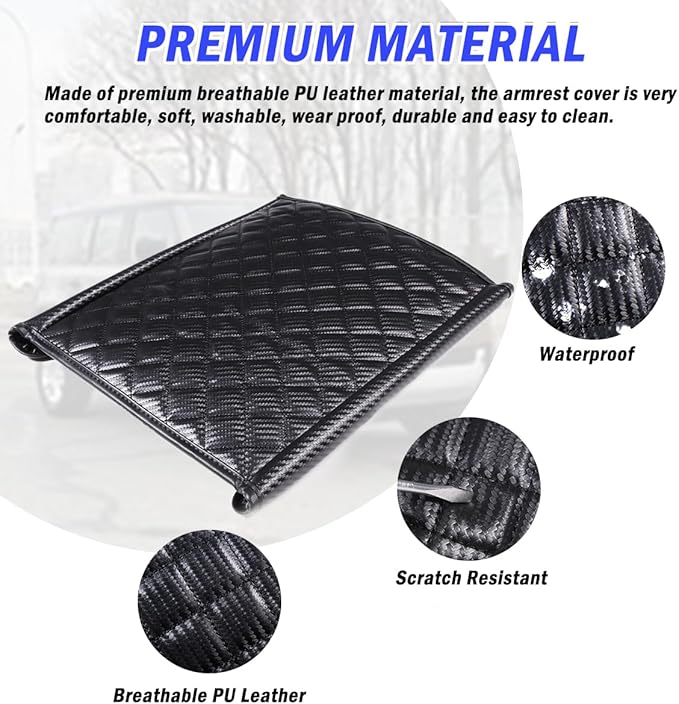 Car Center Console Pad for Land Rover Defender 2020-2023 Car Armrest Cover Leather Cushion Waterproof Auto Armrest Seat Box Protector Accessories (Carbon Fiber)