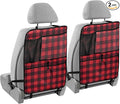 2 Pack Back Seat Car Organizer with Storage Pockets Kick Mats Back Seat Protector Hanging Car Organizer Automotive Seat Back Cover Organizers Red and Black Buffalo Plaid