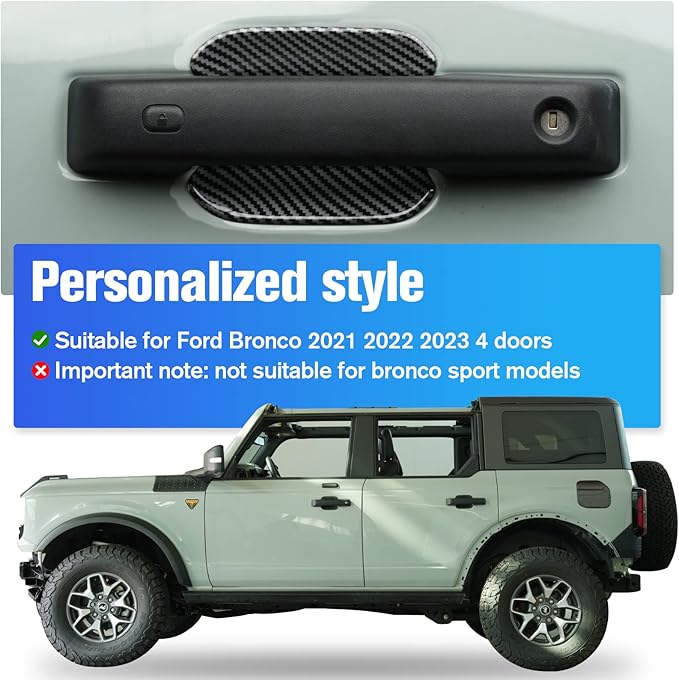 Car Door Bowl Scratch Protector for Ford Bronco, Exterior Door Handle Bowl Cover Protection Trim Accessories Compatible with Ford Bronco 2021 2022 2023 4 Doors, Carbon Fiber