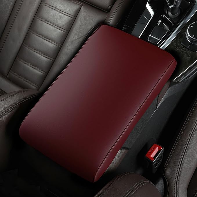 Car Armrest Cover Pad for Mazda MX-5 Miata 1989–2025 Premium Leather Center Console Armrest Cushion Pad Anti-Scratch Waterproof Auto Interior Accessories Wine Red