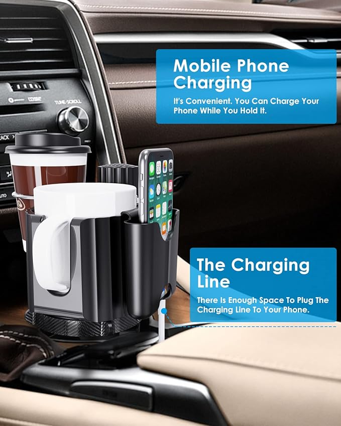 Car Cup Holder Expander Adapter for Large Water Cups,2 Drink Bottles,Cup Coffee Bottles,NATGIC 4-in-1 Cup Holders Expander for Trucks,Sedan, Vehicle Adjustable Cup Holder Expander for Mugs