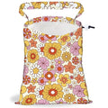 Small Flowers Strap Drawstring Car Trash Bag Hanging Garbage Bag with Snap Buttons Car Back Seat Trash Storage Portable Dustbin Vehicle Trash Can Bag for Vehicle Travel Camping