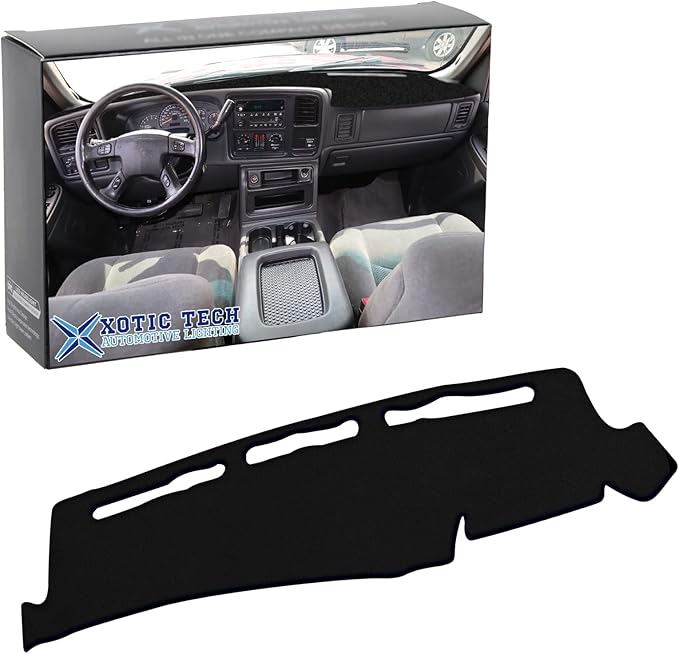 x xotic tech Dashboard Cover Mat Custom Fit Dash Board Non-Slip Carpet Pad Compatible with Chevrolet Silverado Avalanche Tahoe Suburban or GMC Sierra Yukon XL Pickup 1999-2006 (Black)