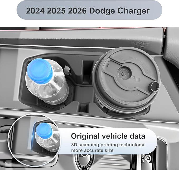 SKTU for 2024 2025 2026 Dodge Charger Cup Holder for 2024 2025 2026 Dodge Charger Daytona Central Control Cup Holder Dodge Charger 2024 2025 2026 Accessories Durable Rubber Cup Pad
