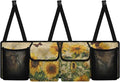 Yellow Sunflower Car Trunk Organizer, Backseat Hanging Large Storage with 4 Pockets & 3 Adjustable Straps Waterproof Cargo Bag Provides More Space for Groceries