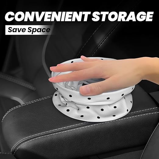 Cute White Dots Purple Bow Car Trash Can Garbage Cans Foldable,Small Hanging Car Organizer Storage Bag Leak Proof, Auto Back Seat Trash Bin Universal for Truck, SUV, Outdoor Travel