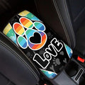 UNICEU Universal Fit Dog Paw Car Armrest Cover Colorful Stripes Love Dog Paws Auto Center Console Armrest Pad Anti Slip Armrest Seat Box Cover Protector Comfortable Car Interior Decor Accessories