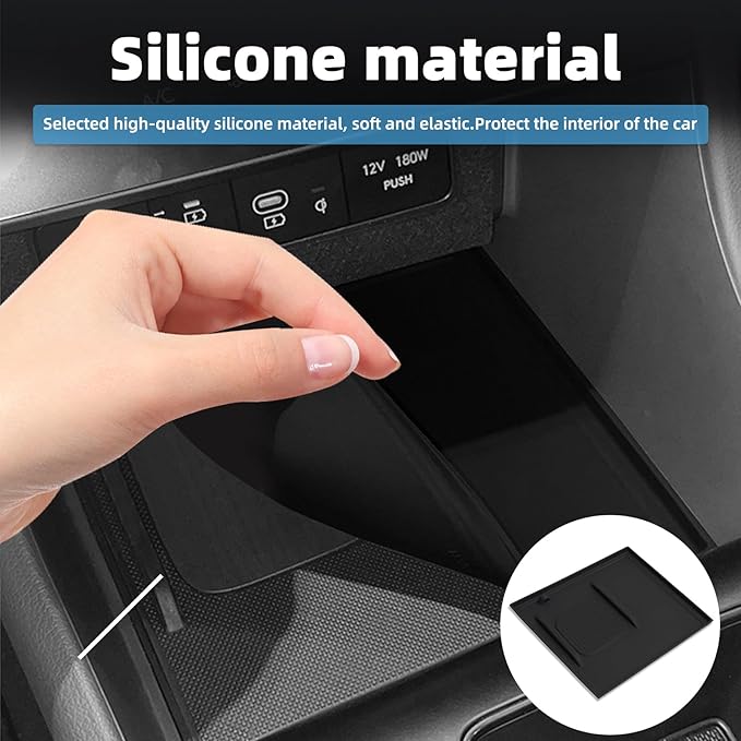 Center Console Wireless Charging Pad Fit for Hyundai Sonata 2024 2025 Silicone Non-Slip Wireless Charger Tray Protective Mat Interior Accessories