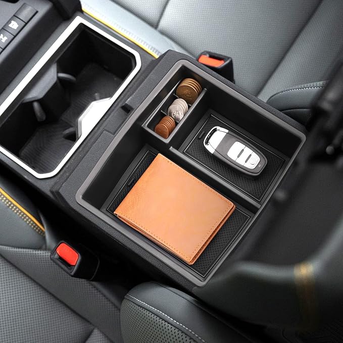 Coleya 2024 2025 2026 Tacoma Accessories Center Console Organizer for Toyota Tacoma (SR5/TRD Off-Road/TRD Sport/TRD Pro/Limited/Trailhunter) Durable ABS Plastic 2025 Tacoma Console Tray Insert (Black)