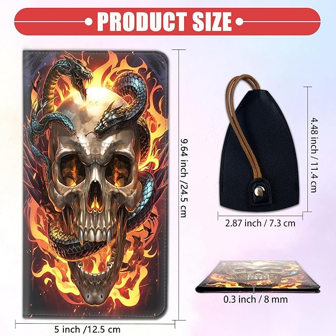 Car Registration Holder, Waterproof PU Leather Vehicle Card Document Glove Box Organizer, Women Interior Auto Accessories Case for Cards, Driver License Car Insurance Holder, Skull and Snake Pattern