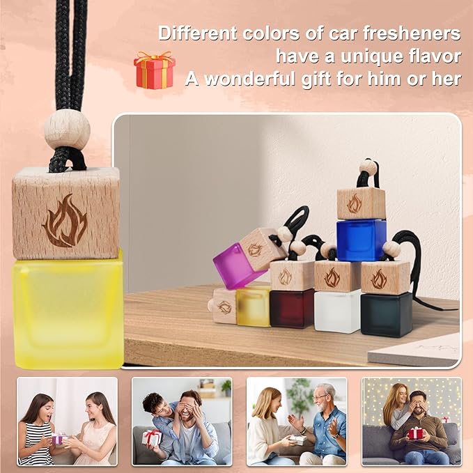 Car Air Freshener Hanging 2 Pack, Teakwood & Cashmere Fragrance Essential Oil Diffuser, Long Lasting Car Scent, Car Accessories for Women Men