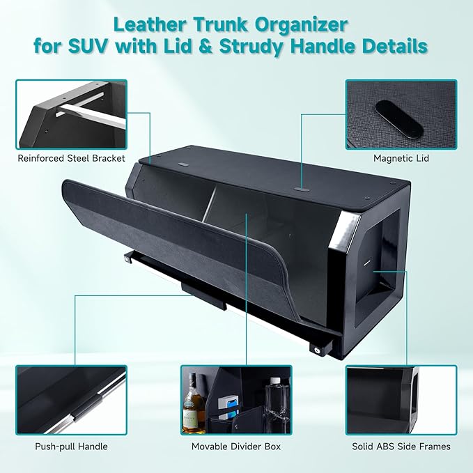 CarCrate Trunk Organizer SUV with Light, Trunk Storage Box with Light, Trunk Organizer with Magnetic Lid & Sturdy Handle, Waterproof Car Storage Powered by 4 AA Batteries(Batteries Not Included)
