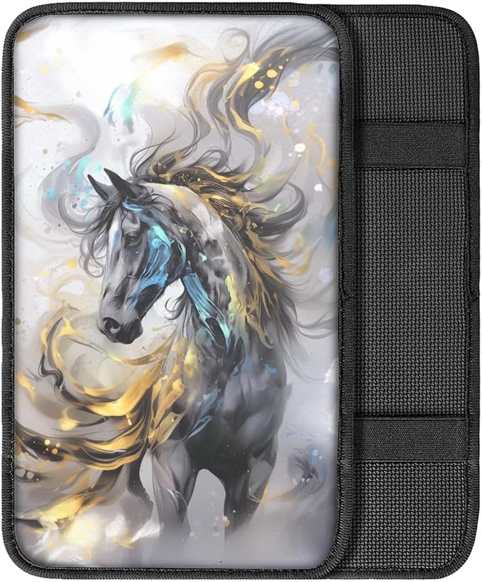 Wild Horse Car Center Console Cushion Pad Protector Arm Rest Car Comfortable Auto Fashion Auto Interior Armrest Console Accessories Fit Most Cars, Truck, SUV, or Van
