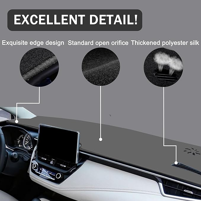 for Toyota Corolla Accessories 2019-2022 2023 2024 2025 2026 Dash Cover Dashboard Cover Mat Center Console Carpet Non-Slip Protector Sunshield Pad Custom Fit for Corolla 2020 2021, All Gray
