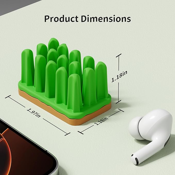 ELETIUO 2 Pack Turf Cable Organizer – Silicone Grass Wire Holder with Adhesive Base, Desk Cable Management for Charger, Mouse, Keyboard Cords, Stress Relief Fidget Toy, Home/Office/Car Use (Green)