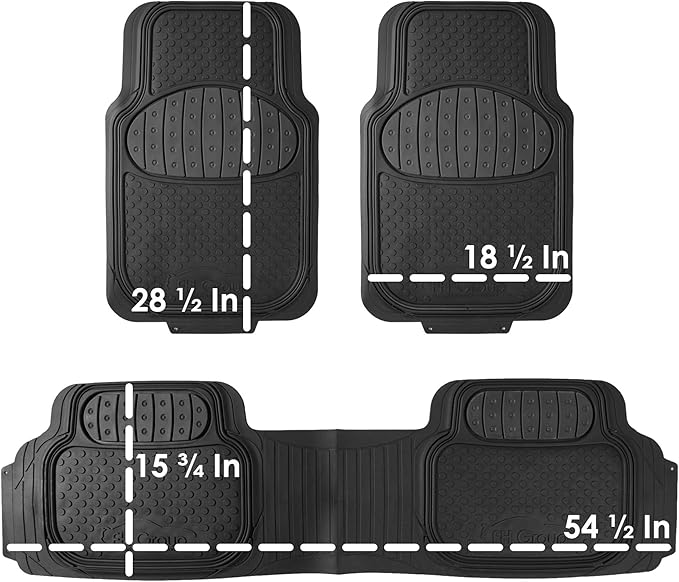 FH Group Automotive Floor Mats Climaproof for All Weather Protection Universal Fit Heavy Duty Rubber fits Most Cars, SUVs, and Trucks (Full Set Trim to Fit) Black