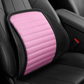 Leather Lumbar Support Seat Cushion with Mesh Breathable Car Seat for Lower Back Pain, Ergonomic Backrest for Office Chairs Car(Pink)