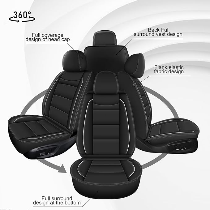 YORKNEIC Seat Covers Fit for Hyundai Tucson 2010-2023 2024 2025: 2 Front Leather Car Seat Covers - Waterproof Car Seat Protector Compatible Airbag (2 Front Set, Black)
