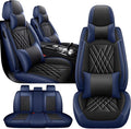 JGDL Car Seat Covers for Subaru Crosstrek 2016-2026, 5 Piece Set Nappa Leather Non-Slip Seat Protectors, Breathable Seat Cover Set. (Deluxe 5 Seats, Black Blue)