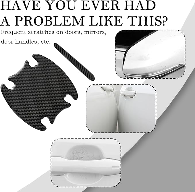 8PCS Car Door Handle Protector with Sport Word,Stylish PVC Car Door Handle Scratch Protector for Avoiding Scratch,Universal Cars Handles Protectors Cars Exterior Accessories (Carbon Fiber)