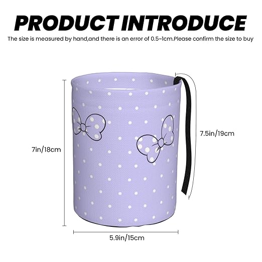 Cute Purple Bow Dots Car Trash Can Garbage Cans Foldable,Small Hanging Car Organizer Storage Bag Leak Proof, Auto Back Seat Trash Bin Universal for Truck, SUV, Outdoor Travel