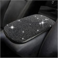 Moly Magnolia Bling Center Console Cover, Diamond Fashion ArmRest Pad, Crystal Soft Arm Rest Protective Cushion, Car Accessories for Women Girls, 11.8"×8.5" for Most of Vehicles, SUVs, Trucks (Black)