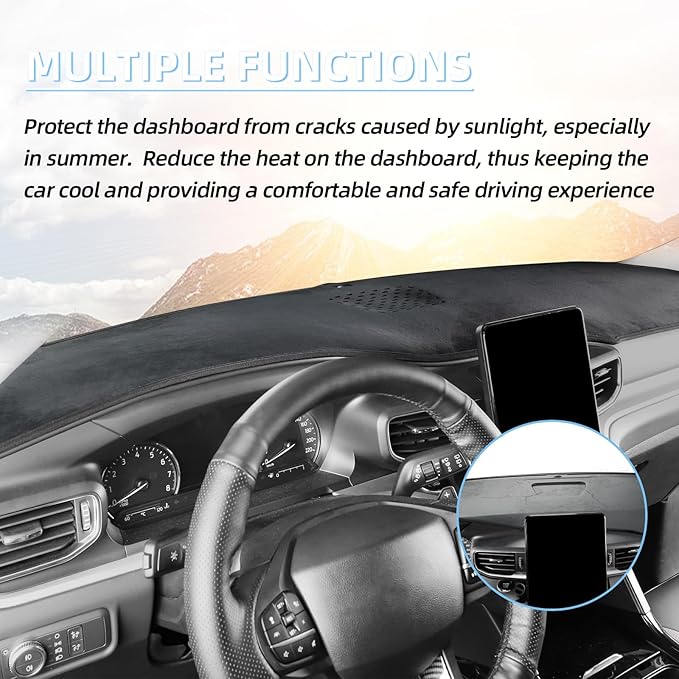 CZCGYDY Dashboard Cover Dash Mat Custom Fit for Ford Explorer 2020 2021 2022 2023,Non-Slip Flannel Interior Dash Cover for Explorer,Anti-Glare,Easy to Clean(Without HUD)