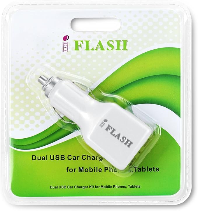 iFlash Dual USB Car Lighter Charger Adapter w/ 10w (Fast) Heavy Duty Ouput Compatible with Apple iPad Pro Air Mini, iPhone 17 16 15 14 13 12 11 Mini Pro Max X XR XS Pro Max 6 7 8 Plus, Galaxy S10