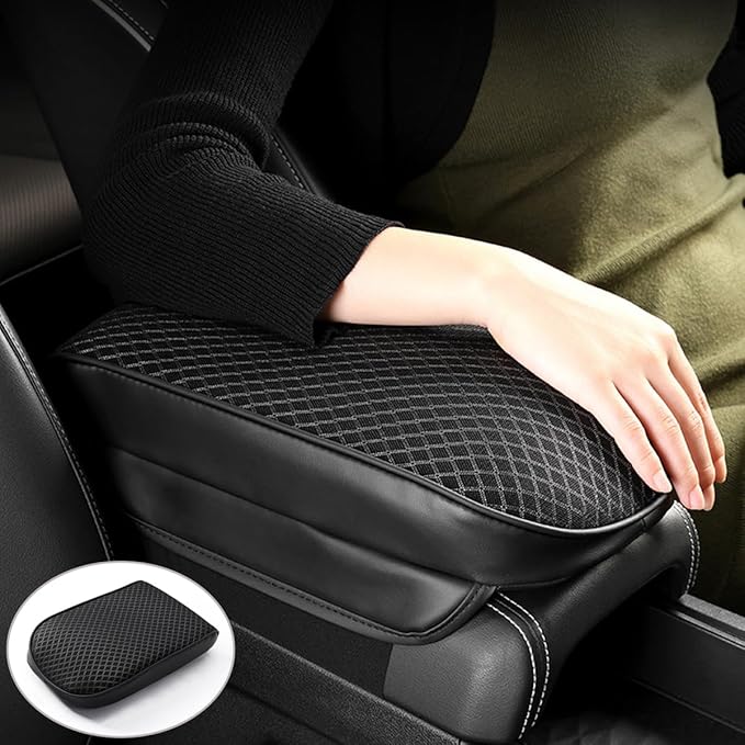 RAKSONIC Car Armrest Cushion with Comfortable Memory Foam,Upgrade Car Console Armrest Pad,Premium Material Car Armrest Cover,Universal Car Center Console Pillow,Car Accessories(Black2)