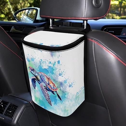 DISNIMO Tie Dye Car Trash Can Easy-to-Install Car Accessory Interior, Sea Turtle Leak-Proof Car Garbage Can Bin Organizer Storage Bag for The Back Seat of Any Cars, Sedans, SUVs & Trucks