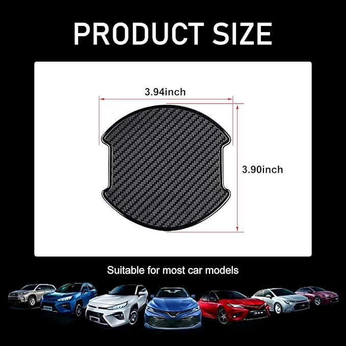 4PCS Car Door Handle Scratch Protector, 3D Carbon Fiber Auto Door Bowl Sticker, Universal Anti-Scratch Doors Handle Paint Protection Film, for Most Vehicles (Large)