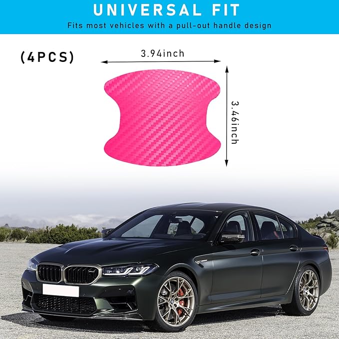 Ziciner 4 PCS Car Door Handle Sticker, Carbon Fiber Texture Auto Door Handle Protective Films, Anti-Scratches Door Side Handle Paint Guard, Universal Vehicle Accessories for Most Cars