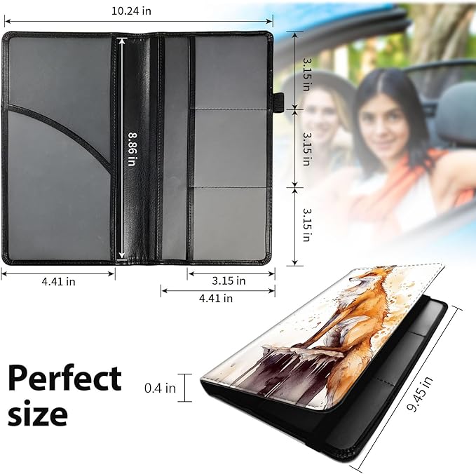 Mxfdegf Car Registration and Insurance Holder, Leather Car Glove Box Organizer, Cool Car Accessories for ID, Driver's License Cards & Essential Document,business cards,Men&Women,Flowers/Skulls