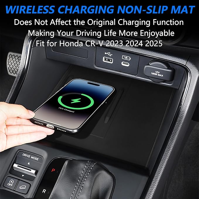 Car Center Console Wireless Charging Mat for Honda CR-V CRV 2023 2024 2025, Console Charger Silicone Protective Non-Slip Pad Anti-Dust Liner for Honda 6th Gen CR V Accessories