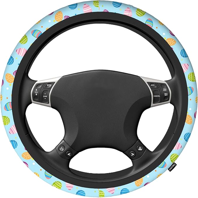 Swono Easter Eggs Steering Wheel Cover, Colorful Easter Eggs Breathable Auto Car Steering Wheel Cushion Case for Men Universal 15 Inch Steering Wheel Protection