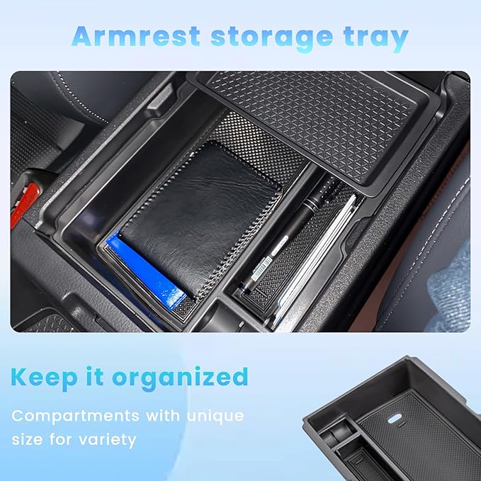 Neepiar 4PCS Center Console Organizer Compatible with 2023 2024 2025 2026 Honda CRV Secondary Box Insert Divider Armrest Storage Tray Hidden Storage Tray Cup Holder Interior Accessories