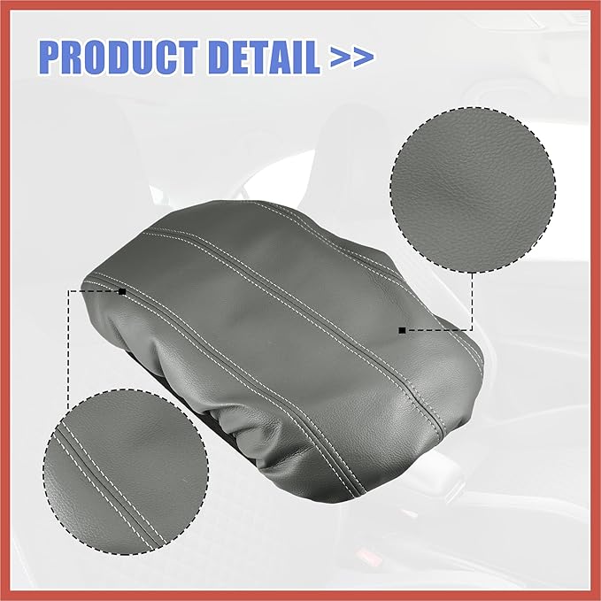 ACROPIX Car Center Console Armrest Cover for Cadillac XTS 2013-2019 Faux Leather Interior Arm Rest Cover Elbow Cushion Pad Gray Car Parts