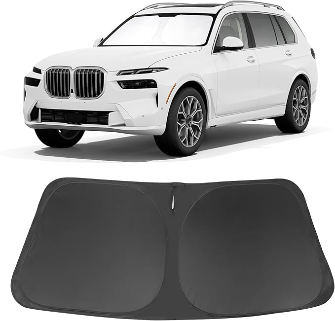 Windshield Sun Shade Custom Fit for 2021 2022 2023 2024 2025 BMW X7 3.0L xDrive40i Accessories Foldable Sunshade Sun Blocker Protect Car from Sun Rays & Heat Damage Keep Car Cooler