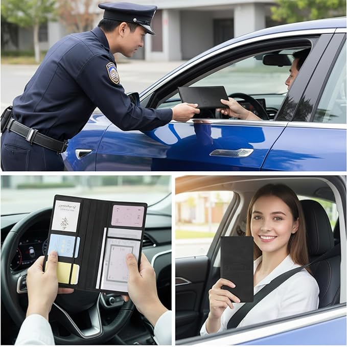Car Glove Box Organizer Car Registration Holder Insurance Card Holder Vehicle Document Holders for Glove Box Paperwork Organizer Compartment Glovebox Information Holders for Women Men, Black