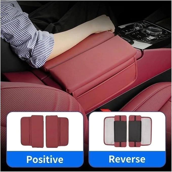 Car Center Console Armrest Cushion, Leather Armrest Box Pad, Split Pad Compatible with Genesis Coupe G70 G80 G90 GV60 GV70 GV80 EV BH GV90, Car Interior Accessories(Black)