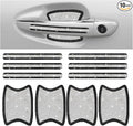 Bling Car Door Handle Protector, Bling Auto Doors Handles Sticker Anti-Scratch, Universal Car Door Handle Protective Cover, Shiny Rhinestone Auto Decor Accessories for Women (Black&White)